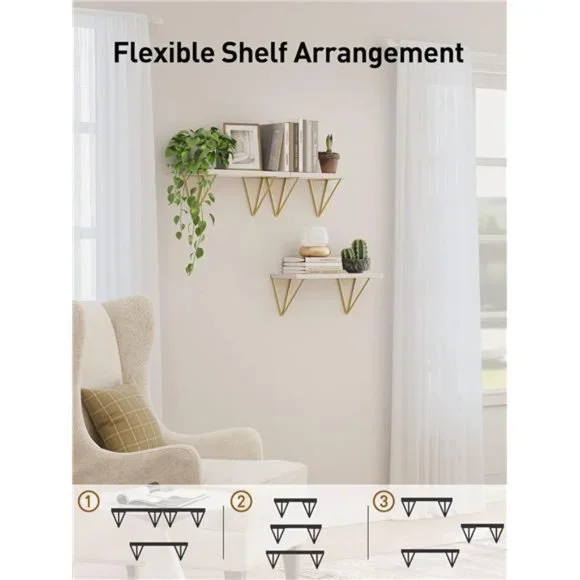 Floating Shelves, White Wall Shelves for Bedroom, Living Room, Bathroom, Kitchen